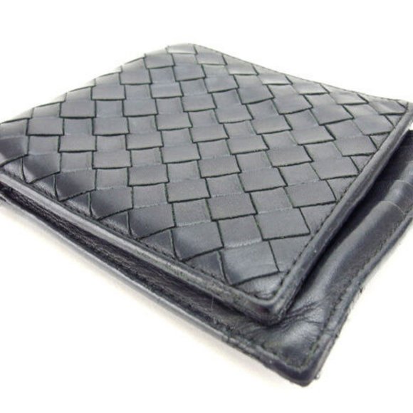 Bottega Veneta Wallet Purse Bifold Intrecciato Black Woman Authentic Used Y3324 - Picture 2 of 4